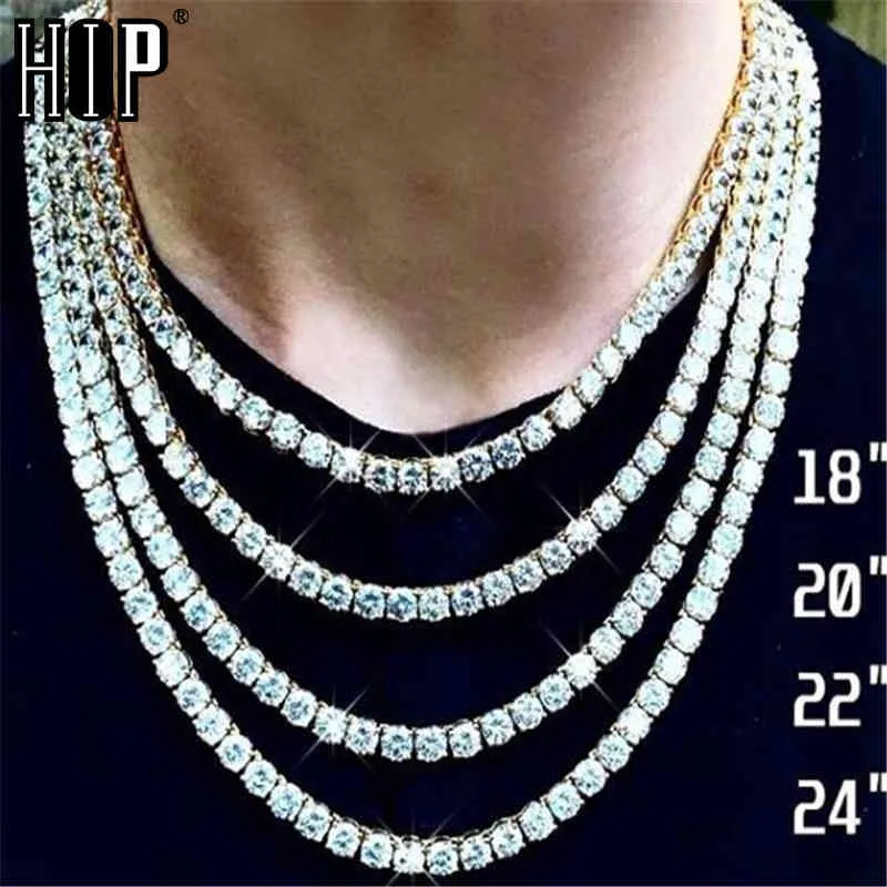 Hip Hop 1 Row Tennis Chain AAA CZ Stone 3/4/5/6 MM Bling Iced Out Cubic Zircon Necklaces For Men Jewelry X0509