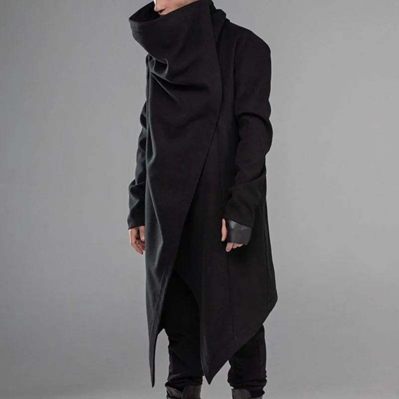 Męskie Kurtki Inkrun Mężczyźni Cloak Płaszcze Streetwear Turtleneck Solidna Z Długim Rękawem Moda Cape Odzieży Outerwear Punk Style Nieregularny S-5XL