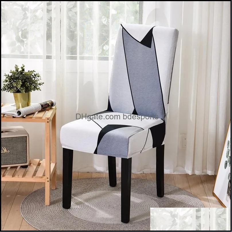 Chair Covers Geometric Spandex Cover Stretch Elastic Slipcovers Seat For Dining Room Kitchen Wedding Banquet El