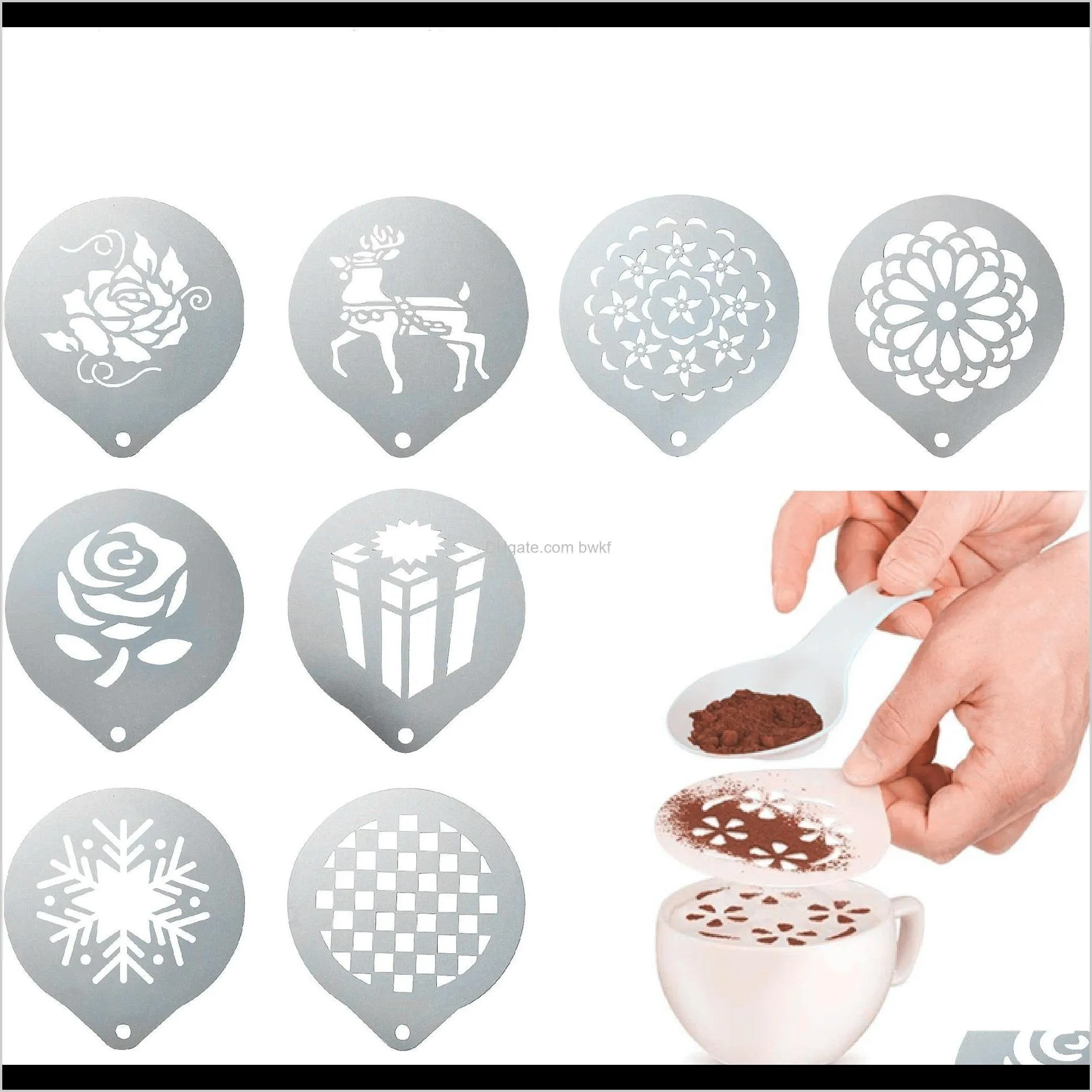 Coffeeware Küche, Esszimmer Bar Hausgarten50 Stile Fancy Foam Spray Kuchen Schablonen Kaffee Ding Cappuino Form Puderzucker Sieb Werkzeuge Lxj