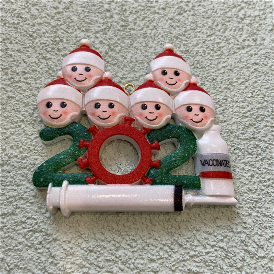 2021 Ornamenti natalizi Quarantena Decorazioni natalizie personalizzate Famiglia di 1-9 Nome fai-da-te Festival Decorazioni in resina dura Babbo Natale Pupazzo di neve Consegna veloce