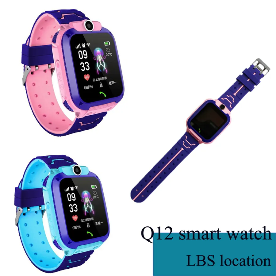 Anti-L-Lost Smartwatch Q12 Smart Watch LBS Location SOS Telefon SIM CARD Fotokameror Barn gåva Icke-vattentäta barn universella för smartphones med detaljhandelslåda