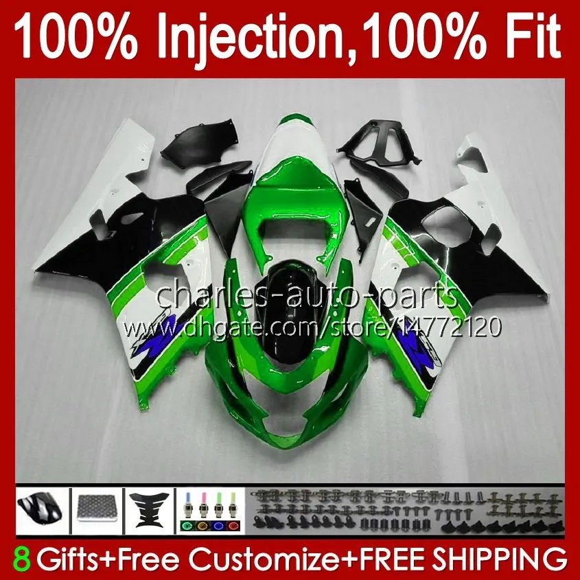 Cuerpo de molde de inyección para SUZUKI GSXR 750CC 600CC 750 600 CC 2004-2005 43No.106 GSXR-750 GSXR600 GSXR750 K4 2004 2005 GSXR-600 GSX-R750 04 05 Kit de carenado OEM stock verde negro