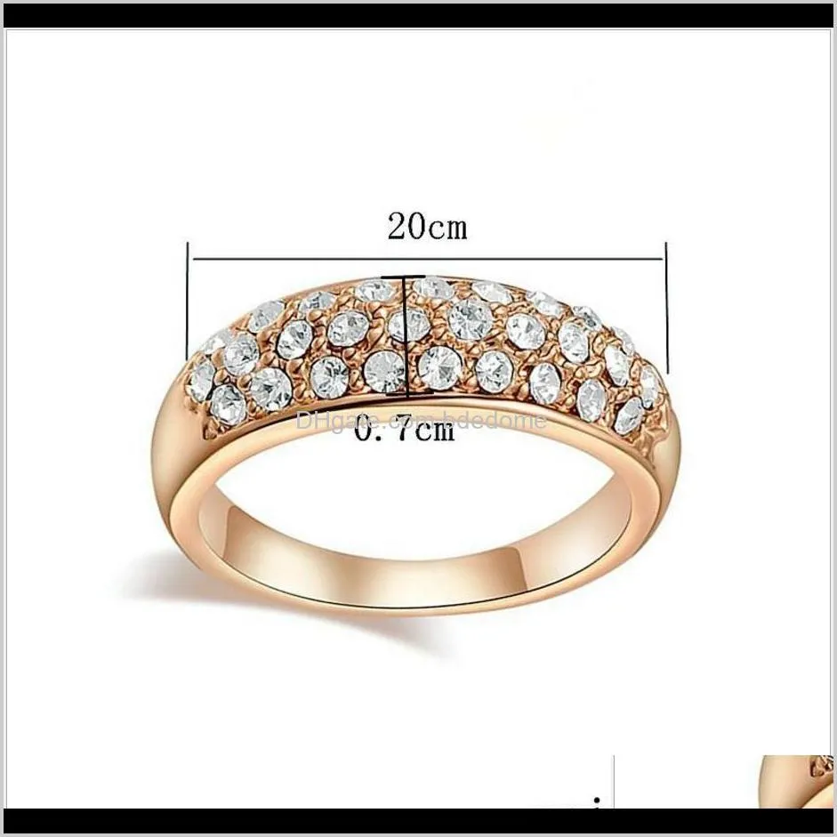 fashion ring channel setting more 2mm zircon brass meterial rose gold plated for woman five size choose