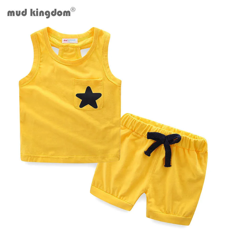 Mudkingdom Cotton Boys Clothing Set Summer Star Tank Top Outfit for Boy Short Clothes Polka Dot Children Suit Wear Cute 210615
