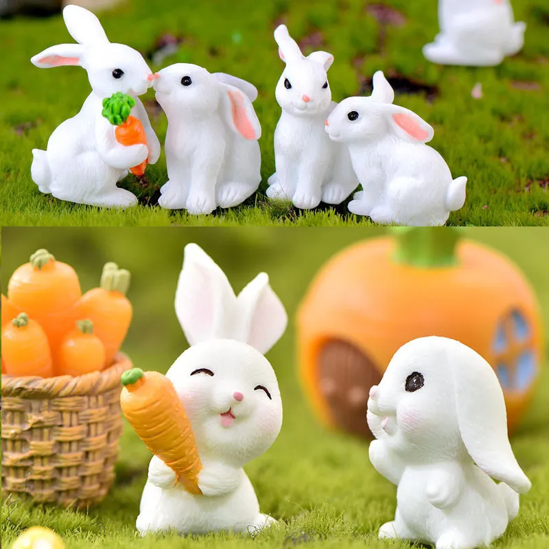 Süßes Kaninchen Ostern Party Ornament Miniatur Harz Handwerk Mini Hase Fee Gartenbedarf Home Figur Tier T9I001206
