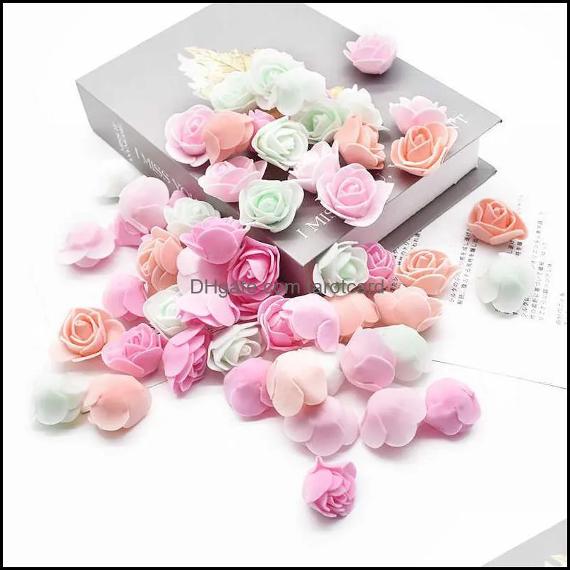 500 Pieces Wholesale Bubble Flower Teddy Bear of Roses Foam Fake Home Decoration Accessories Wedding Decorative Flowers Wreaths 220110