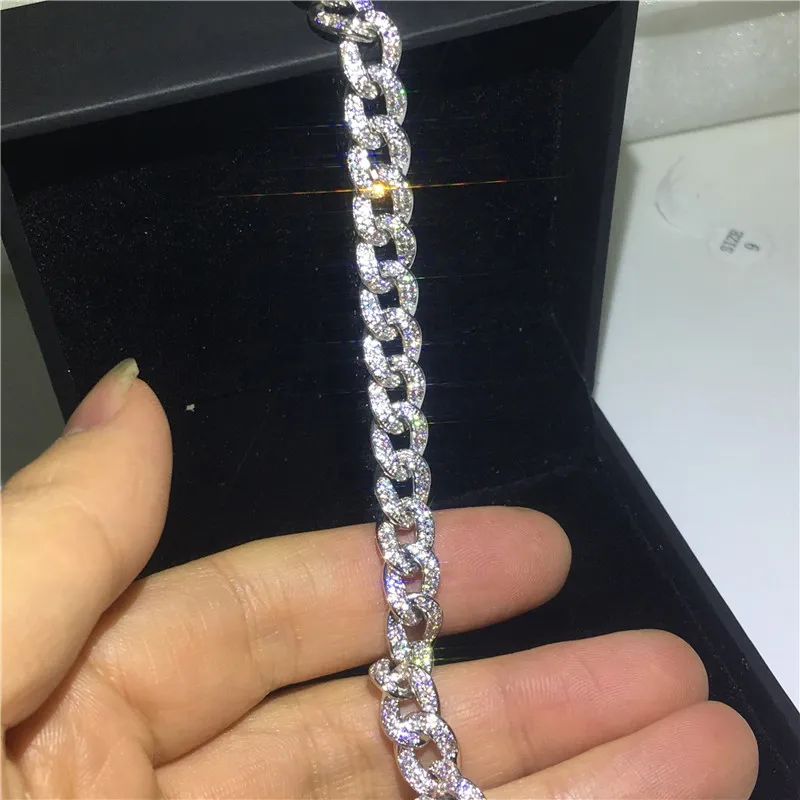 Luxury Tennis Chain bracelet Micro pave Diamond cz White Gold Filled Statement Party Wedding bracelets for women men Jewerly Gift