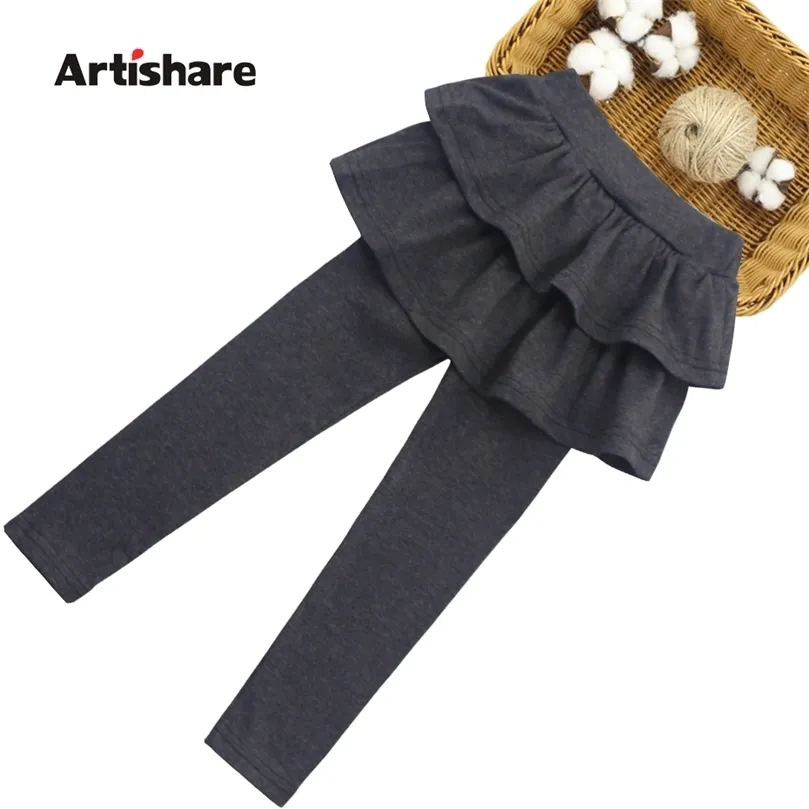 Filles Legging jupe-pantalon solide gâteau pantalon Leggings décontractés pantalon pour enfants pour 6 8 10 12 211103