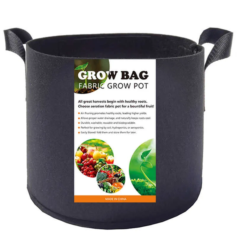 2-15 gallons tissu jardin pomme de terre cultiver conteneur sac plante graine sac de culture pots de fleurs planteur de légumes outil avec poignée 210615
