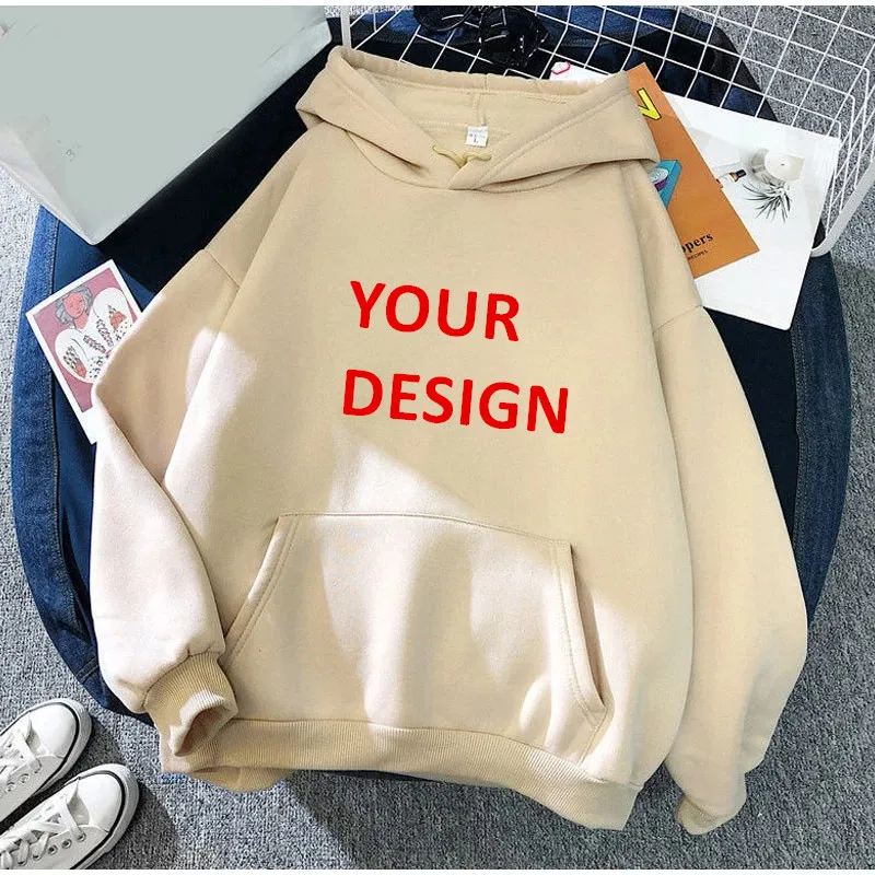 Anpassade varma överdimensionerade hoodies Solid Color Pullover Sweatshirts Casual Streetwear Loose Hoodie Teenagers