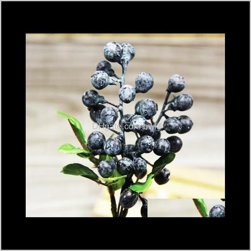 1 bundle artificial blueberry plant flower bud fake plants silk flower decorative wreath berry for wedding home party decoration