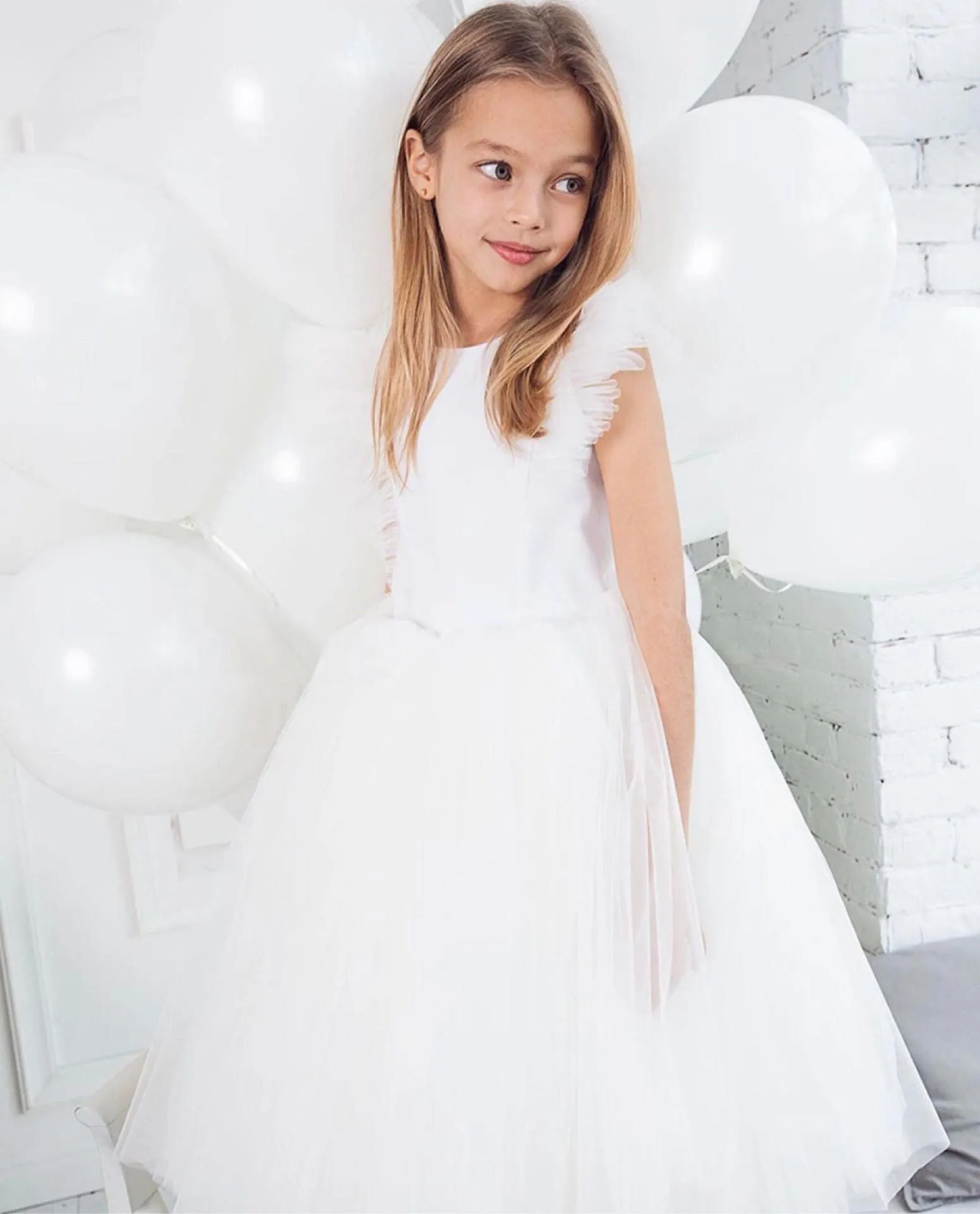 Vestito Principessa Bambina Con Fiori E Paillettes - Abito Da Ballo In Tulle Per Feste E Matrimoni - Foto 5
