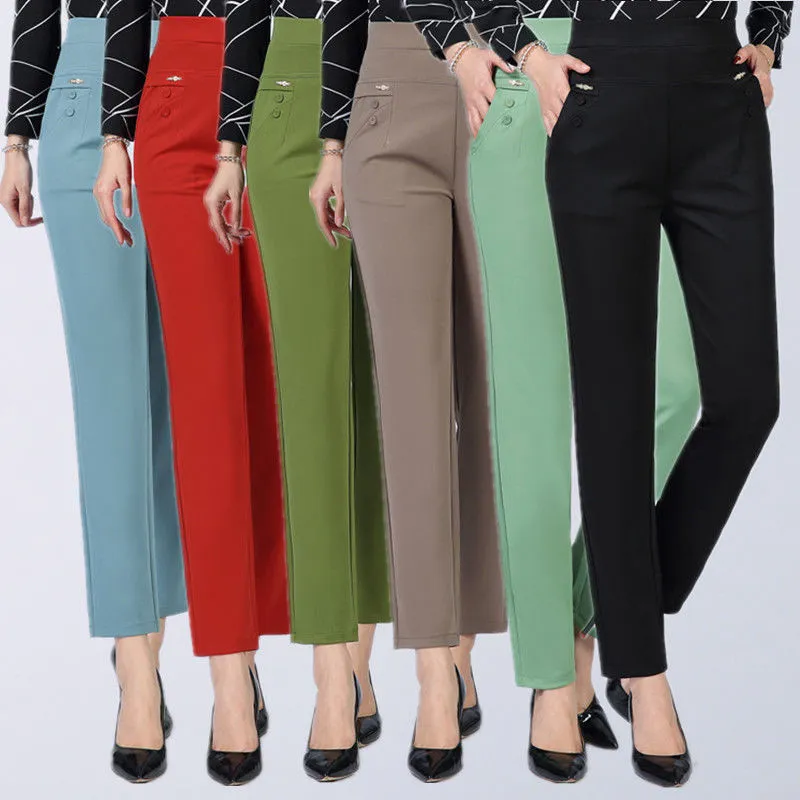 High Waist Stretch Formal Pants For Ladies Trousers With Pocket For Spring,  Summer, And Autumn Solid Casual Pants In Plus Sizes 5XL XL From Bidalina,  $10.66