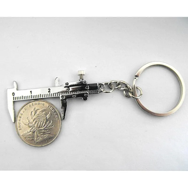 Keychains Unique Special Simulation Model Slide Ruler Zinc Alloy Mini Vernier Caliper Key Chain Ring Decor Student Amateur