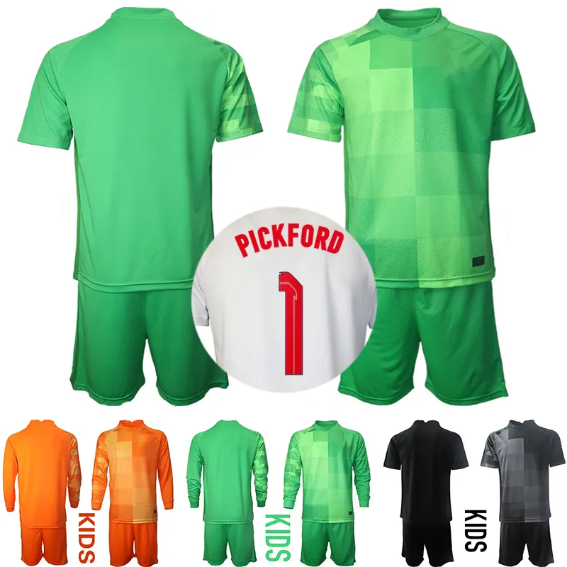 Kids England National Team Goalkeeper Pickford Soccer Jerseys 2021 2022