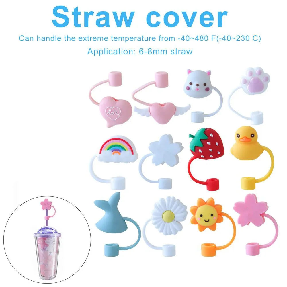 Creative Silicone Straw Tips Cover Reusable Drinking Dust Cap Splash Proof Plugs Lids Anti-dust Tip for 7-8 mm Straws