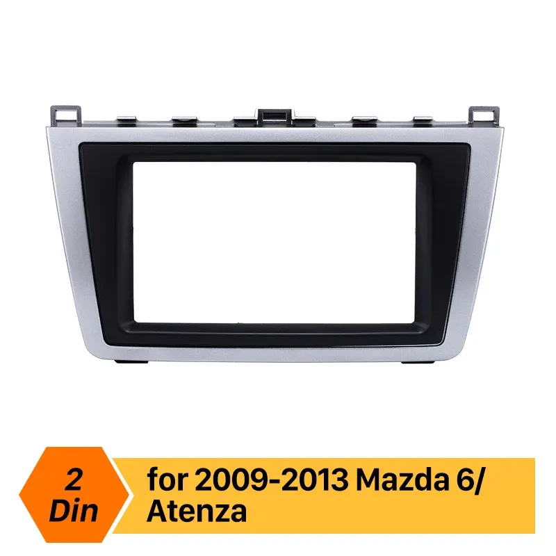 2din Car DVD Stereo Panel Radio Fascia för 2009 2010 2011 2012 2013 MAZDA 6 Dash Mount Plast Metal Ram Silver Black