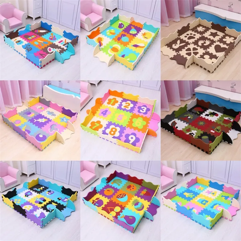 25Pcs Kids Toys EVA Children's mat Foam Carpets Soft Floor Mat Puzzle Baby Play Mat Floor Developing Crawling Rugs With Fence 2082 Q2