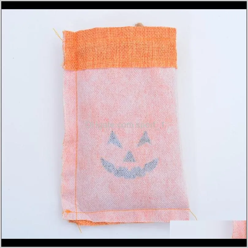 halloween linen bag 6 styles drawstring bags kids gifts pouch candy bag bat skull witch pumpkin decorations