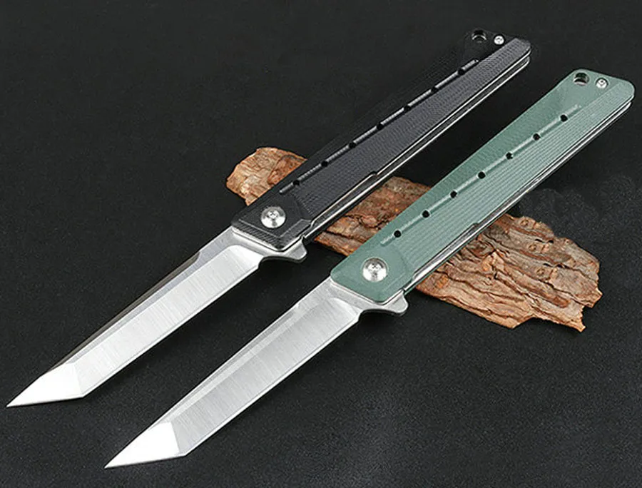 Yüksek Kaliteli Flipper Katlanır Bıçak 8CR14MOV Saten Tanto Noktası Blade G10 + Paslanmaz Çelik Kolu Rulman Hızlı Açılış EDC Cep Bıçaklar