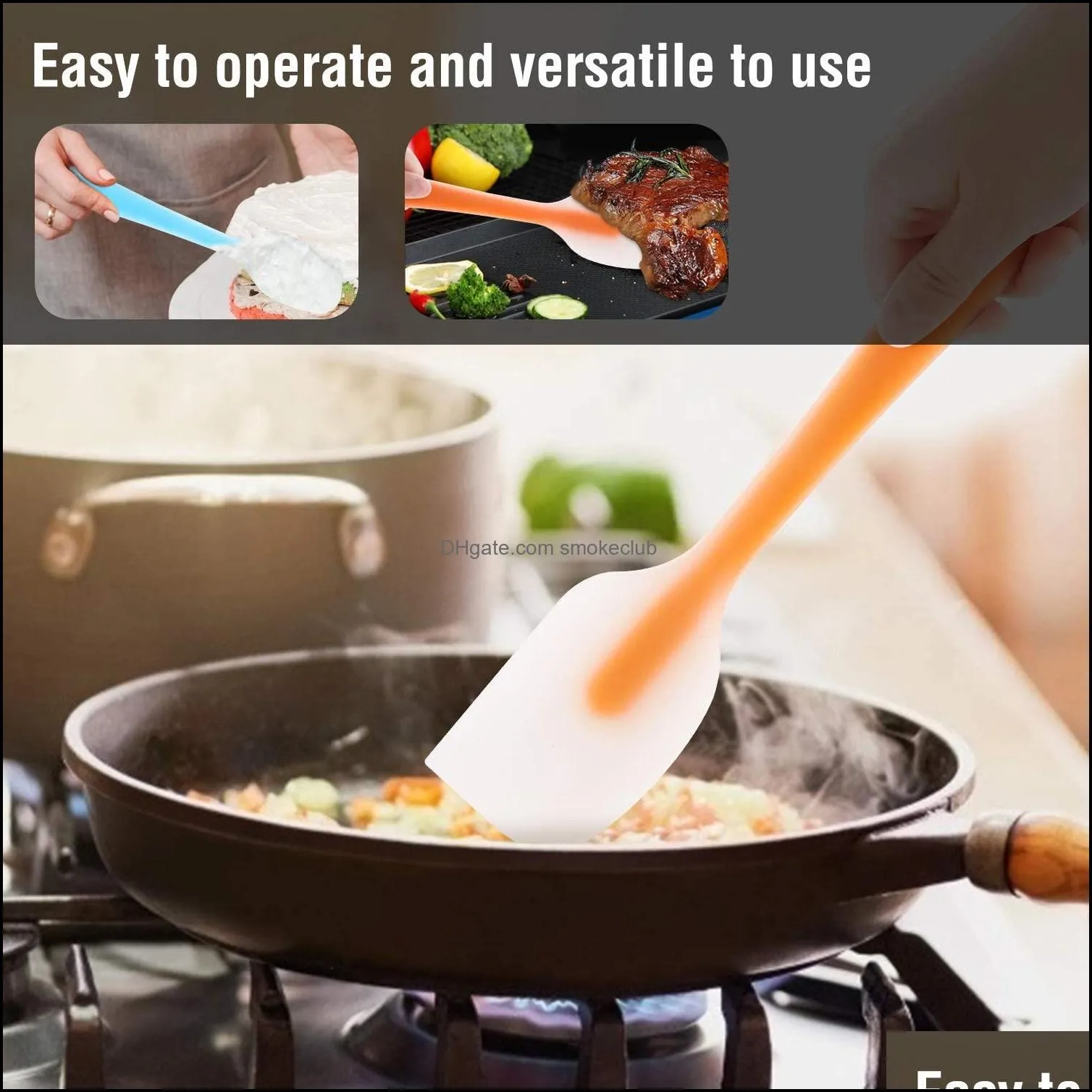 Silicone Spatula - 500°F Heat Resistant Seamless Rubber Kitchen Baking and Mixing Color Gradient Design set of one