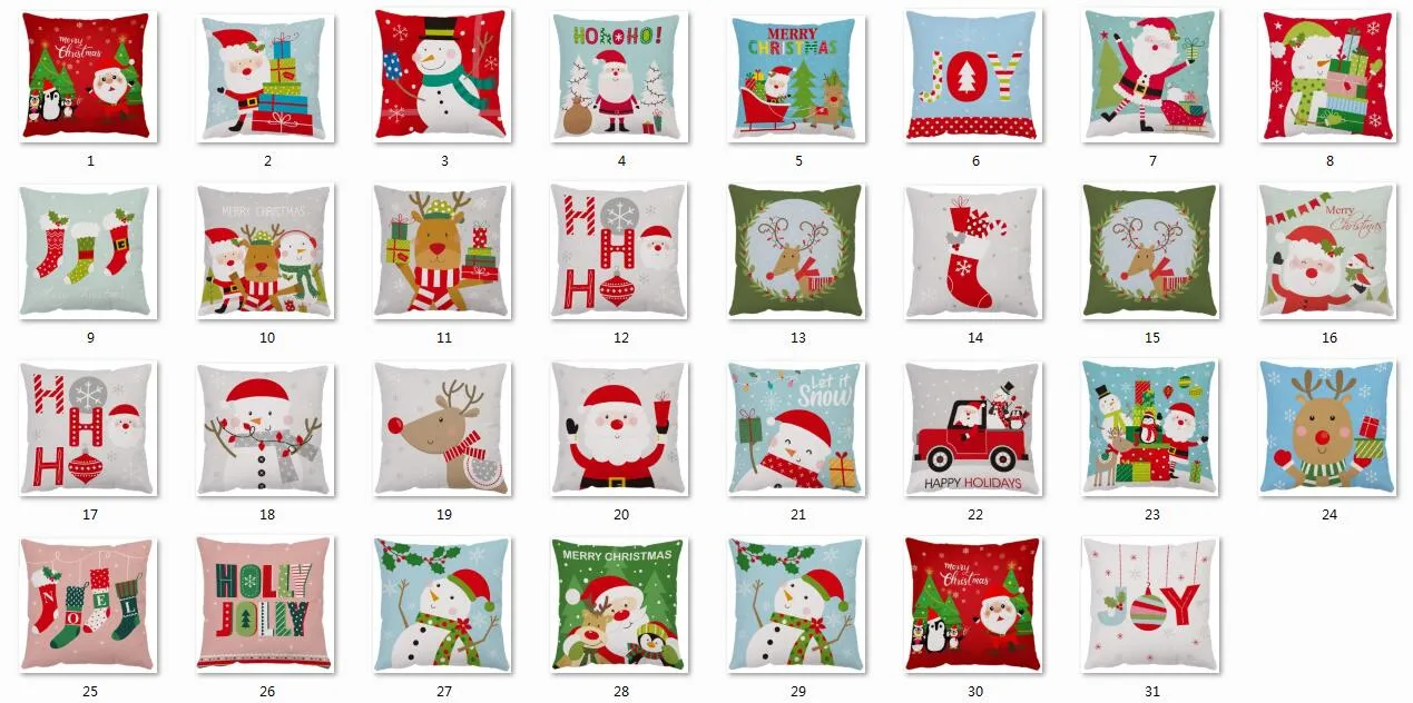 christmas gifts decorative pillow covers for Halloween pillows 45*45CM custom Santa printed leaning pillowcase Cushion Textiles without inner