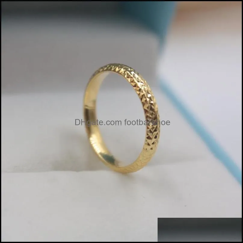 Pure Solid 18k Yellow Gold Ring Women Luck Full Star Band Ring 2.5mmW 0.7-1g US5-9 Y1124