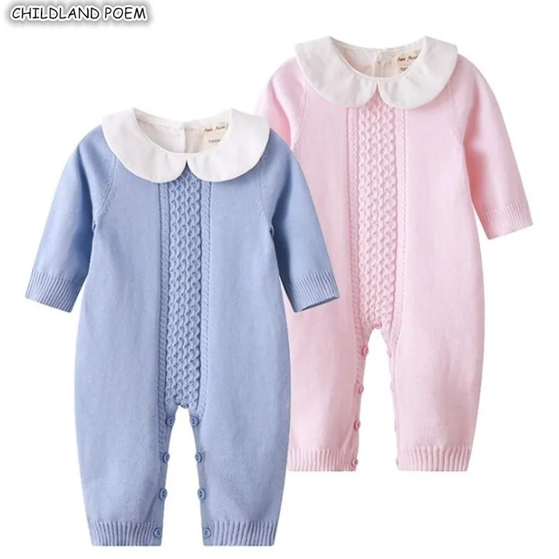 Knitted Baby Romper Autumn born Knitting Clothes Woolen Long-sleeve Infant Jumpsuit Overalls Boys Girls 211011