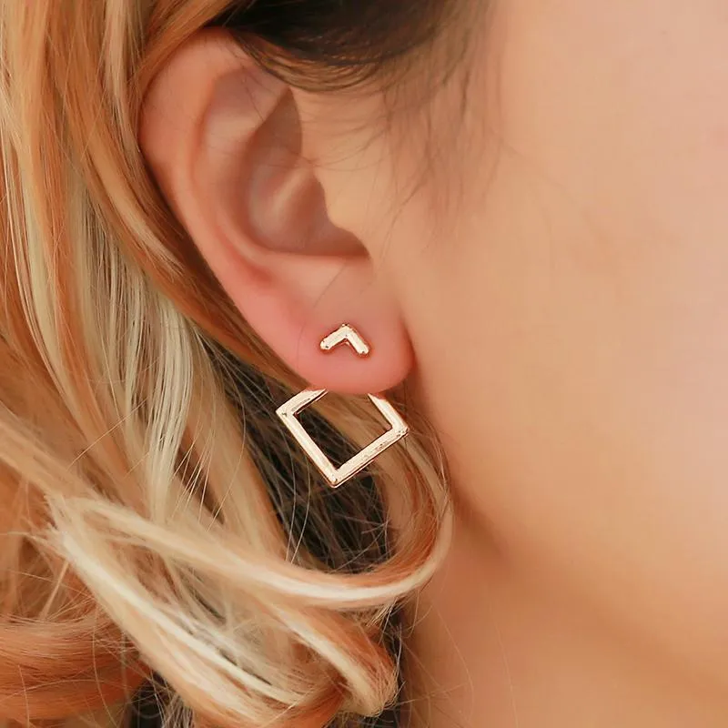 Stud 1 Pair Triangle Square Kolczyki Dla Kobiet Modne Proste Minimalistyczny Złoty Kolor Geometryczny Metal Earing Biżuteria Akcesoria