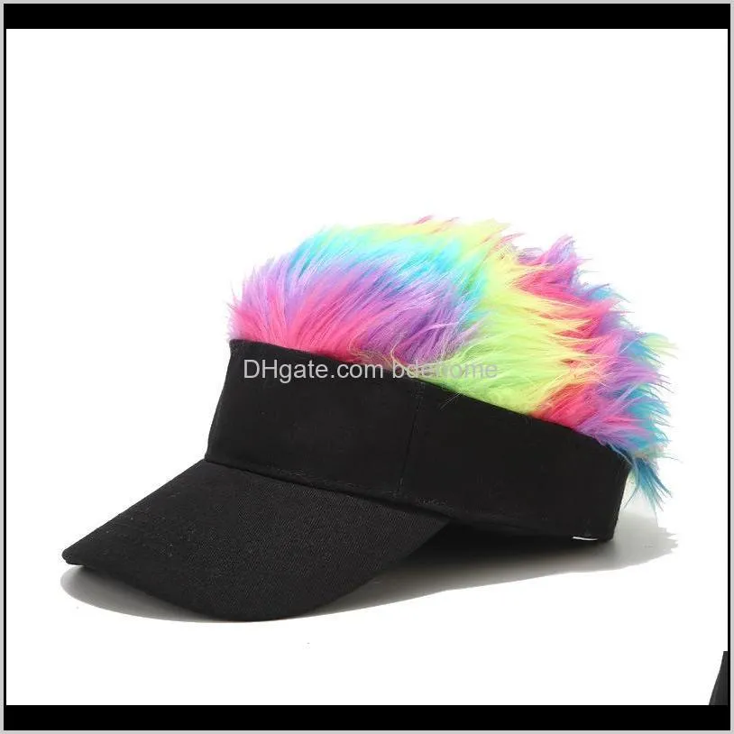hot new fashion novelty baseball cap fake flair hair sun visor hats men`s women`s toupee wig funny hair loss cool gifts