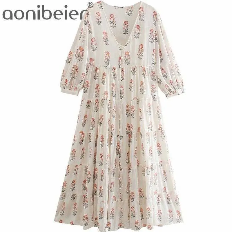 A Line Casual Shirt Maxi Dress Summer Single Breasted Deep V Neck High Waist Women Tiered Loose Ankle Length 210604