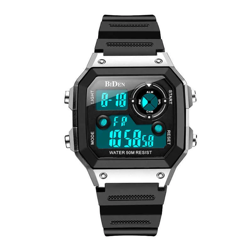 Reloj digital electrónico impermeable con luz LED cuadrada Reloj deportivo para hombre G1022