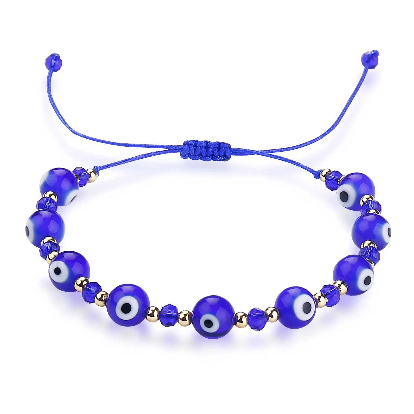 Handgefertigtes buntes böses blaues Auge-Armband, Gliederkette, Glücksseil, Kristallperlen, Armbänder für Frauen und Mädchen