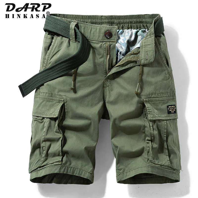 Summer Jogger Tactical Carga Shorts Homens Casual ArmyGreen Marca Roupas de Algodão Militar Loose 210714