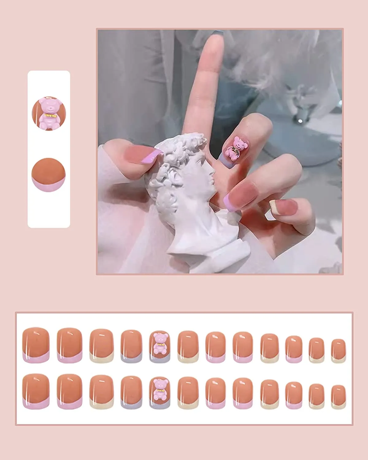 Artificial nails for women/Nail art kit for girls/Fake nails for Stylish nail  polish kit/