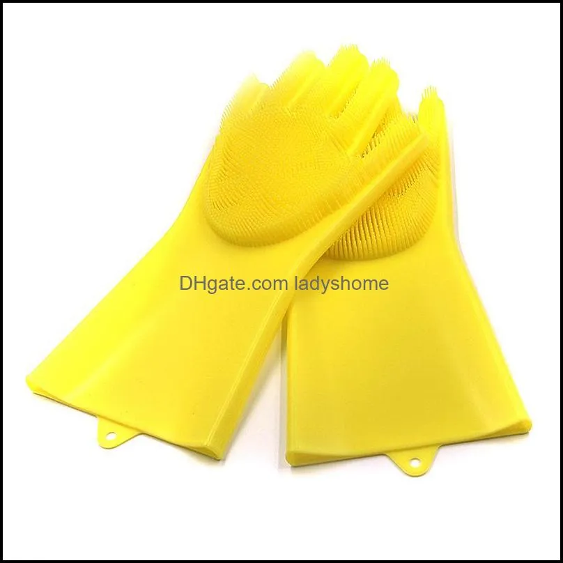 Dishwashing Gloves silicone Gloves Cleaning Brush Scrubber Silicone Kitchen Gloves Heat Resistant for Cleaning Car Pet Hair Care