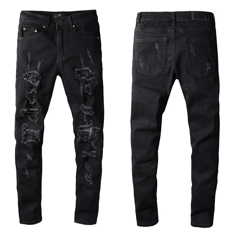 Męskie Designer Dżinsy Zdradzone Ripped Biker Slim Fit Motocykl Denim Wysokiej Jakości Fashion Jean Pants