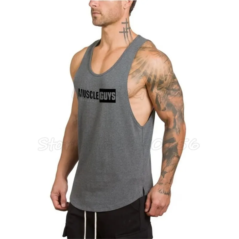 Mięśni faceci odzież siłownia Tank Top Mężczyźni Canotta Bodybuilding Ubrania dla Męskie Stringer Tank Tops Fitness Singlets Man Koszula 210421