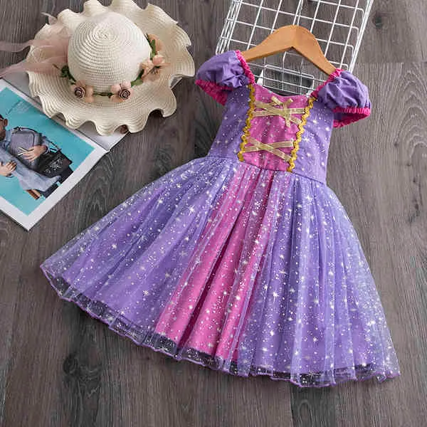 Baby Girls Princess Dress Halloween Cosplay Party Lace Snowflake Sequined Kostym Toddler Kids Födelsedag Klä upp Q0716