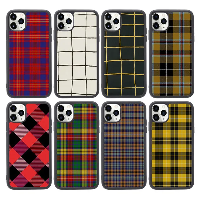 Étuis de téléphone portable personnalisés, motif de grille en treillis, housse de protection par Sublimation 2D pour iPhone 12 11 Pro XS MAX XR X 7 8 Plus