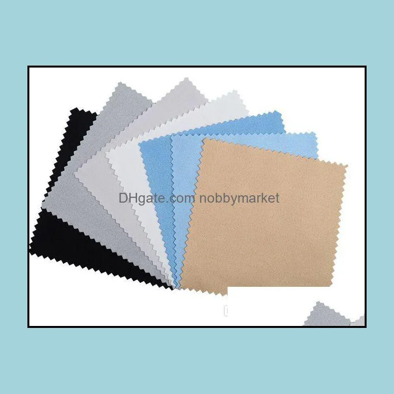 Nettoyeurs de Bijoux Polonais 100 Pcs Buckskin Sier Nettoyage Chiffon De Polissage Nettoyant En Or Sterling 8X8 Cm Double Côtés Outil Noir Blanc Bleu Goutte