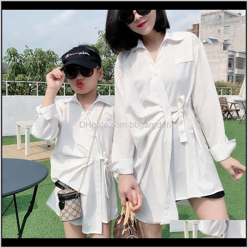 long sleeve blouse mother daughter matching clothes family outfits fashion black white shirts