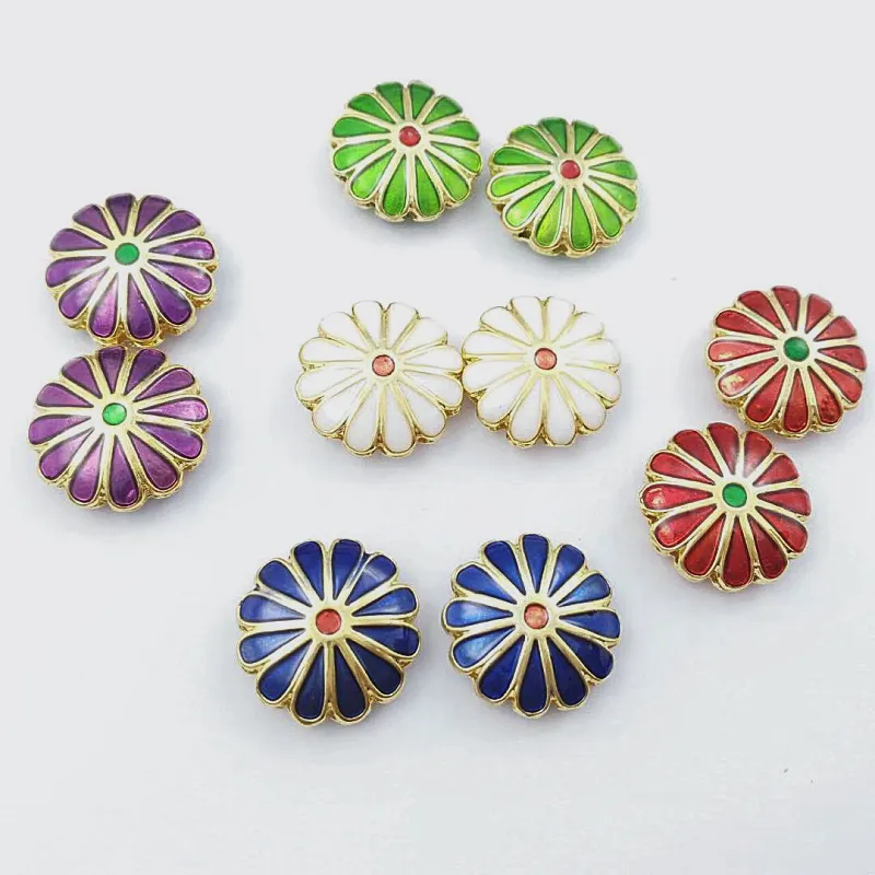 600pcs 12mm Cloisonne Enamel Daisy Loose Beads Wholesale DIY Jewelry Making Charm Earrings Bracelet Necklace Accessories