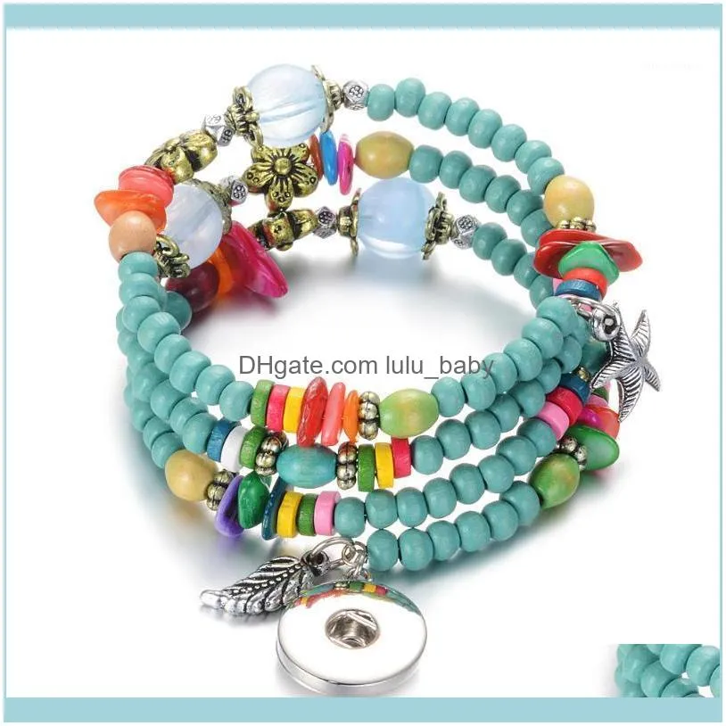 Charm Jewelrycharm Bracelets 10 pièces/lot vente en gros Vocheng bois Snap Bracelet 8 couleurs interchangeables ajustement 18Mm Nn710x101 livraison directe 2021