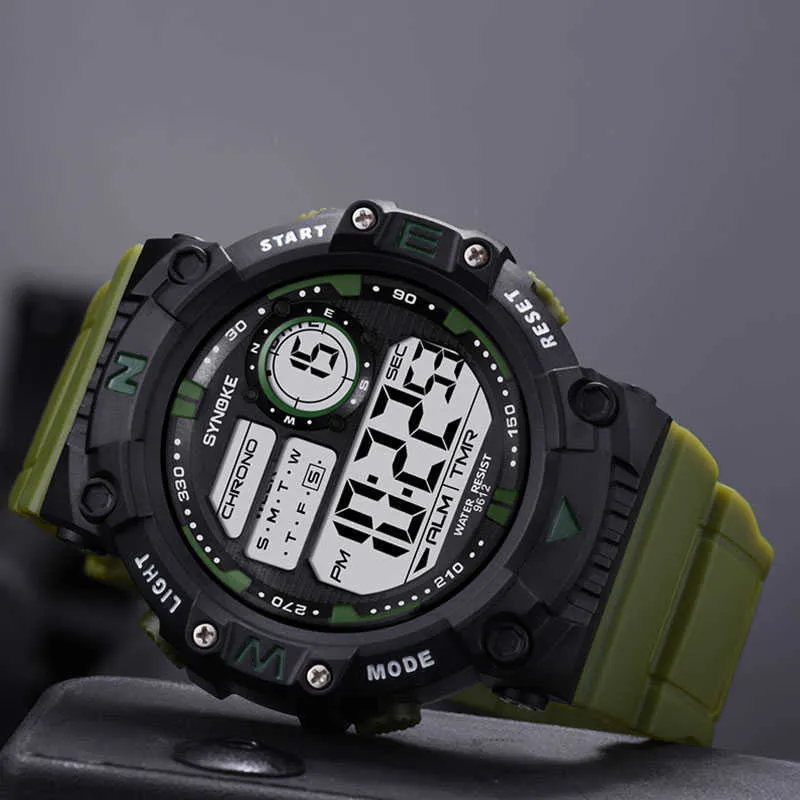 Cool luminosos homens esportes assistir high-end cinta de silicone militar relógio de pulso militares water impermeável relógios digitais reloj de hombre g1022