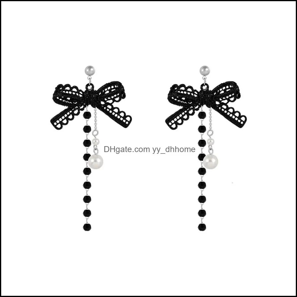 dangles Korean Retro Asymmetric Flanders Imitation Pearl Earrings Fashion Round Flower Brincos Long Declaration Wings Orrbellen