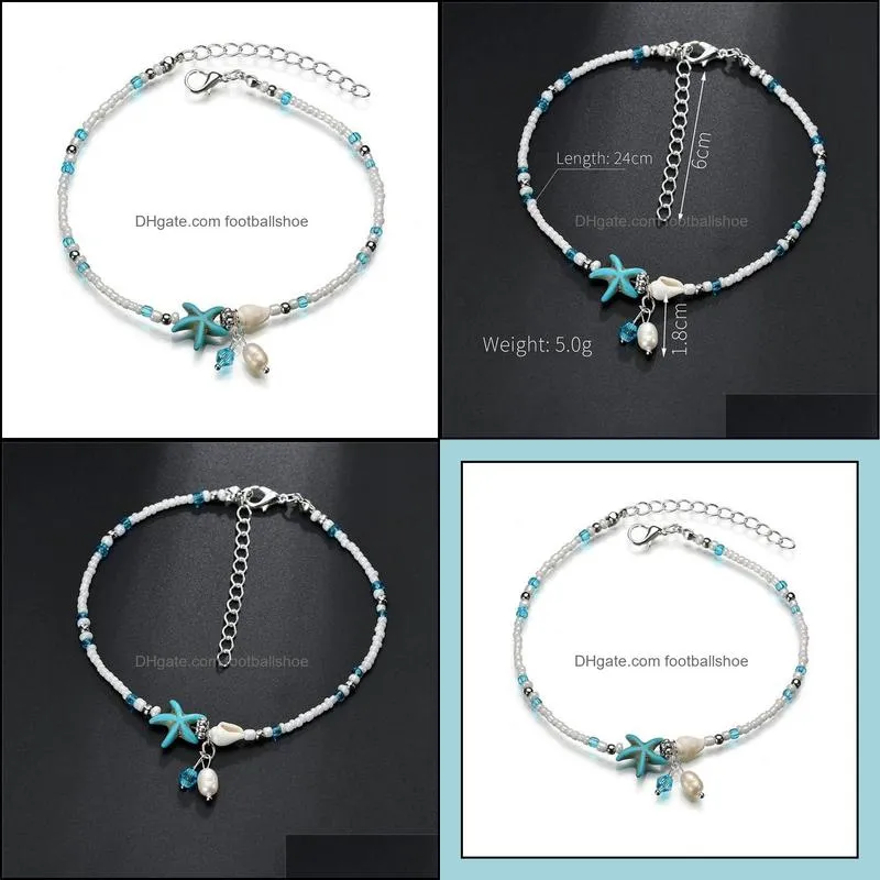Boho Freshwater Pearl Charm Anklets Women Barefoot Sandals Beads Ankle Bracelet Jewelry