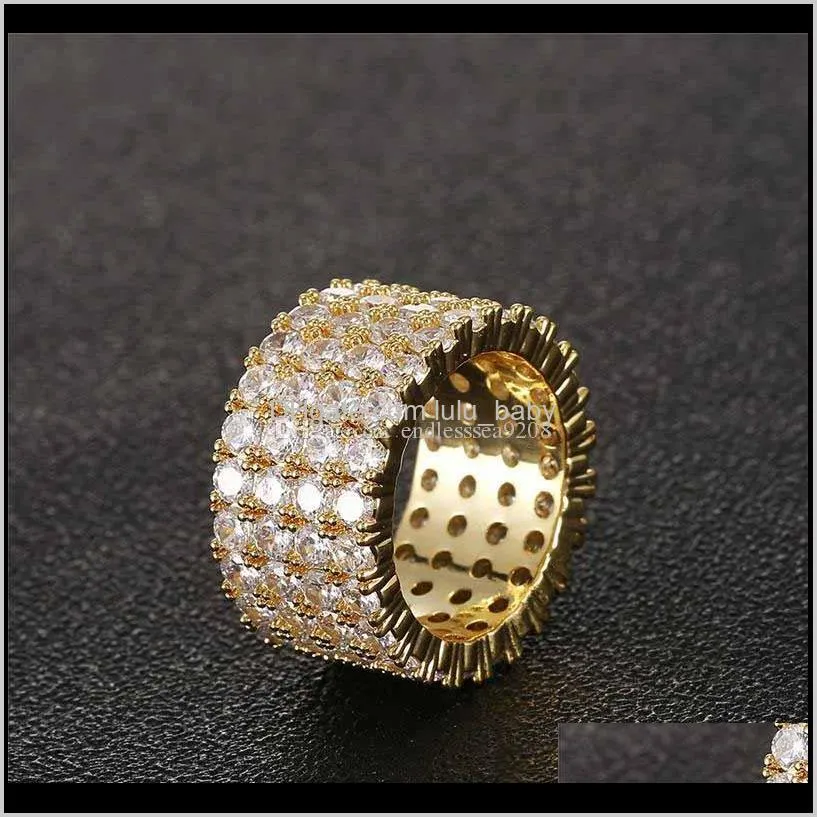 size 6-12 men women engagement wedding rings iced out 4 rows cz ring gold silver love ring diamond ring luxury nice gift