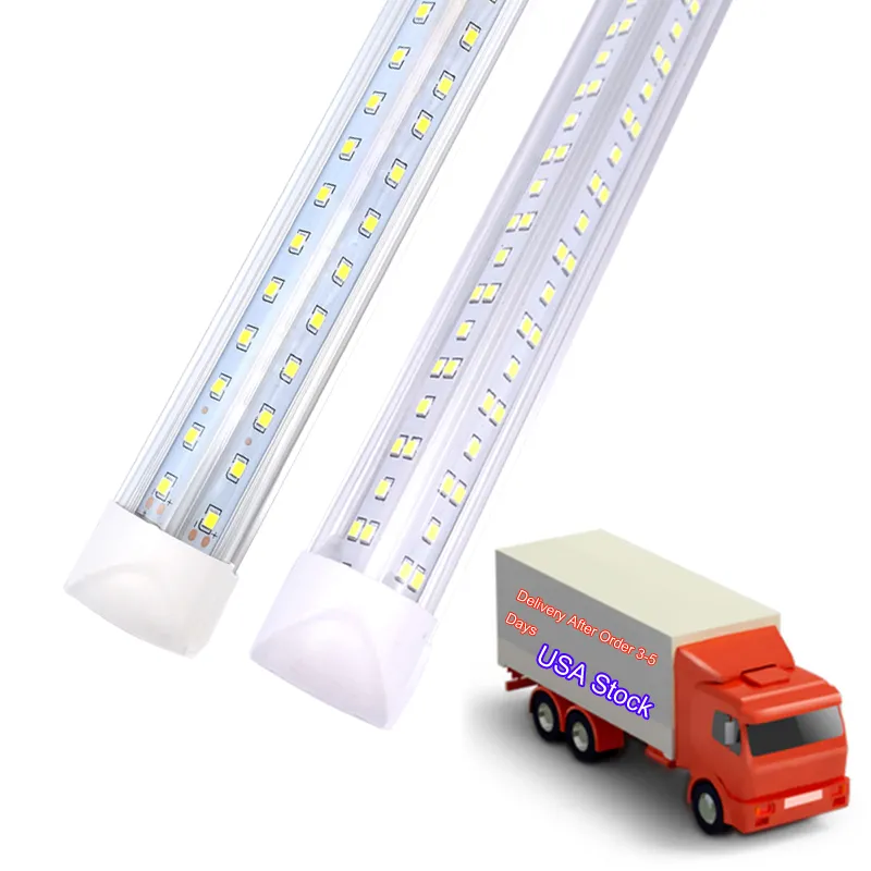 25 szt. Rurka 8Ft Led Shop Lights 8 stóp Chłodnica Drzwi Zamrażarka Oprawa oświetleniowa 2 rzędy 100 W 10000 lm V Kształt Świetlówki Przezroczysta osłona Możliwość połączenia